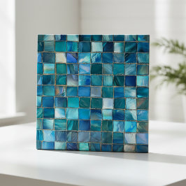 Azulejo De Cerâmica Coastal Aqua Blue Glass Mosaic