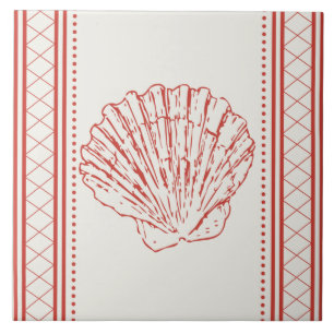 Azulejo De Cerâmica Coastal do Mar de Coral Laranja Escamudo