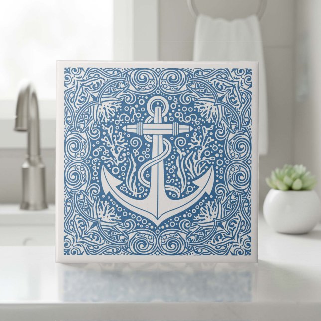 Azulejo De Cerâmica Coastal Life Series Anchor Blue D1208 (Criador carregado)