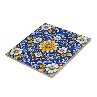 Azulejo De Cerâmica Cobalt Bloom Fiesta Tile
