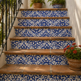 Azulejo De Cerâmica Cobalt Heritage Classic Blue and White Geometric