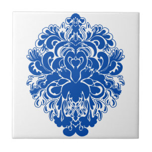 Azulejo De Cerâmica Cobalto Blue Damask