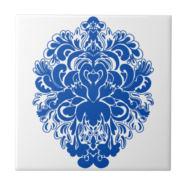 Azulejo De Cerâmica Cobalto Blue Damask (Frente)