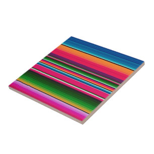 Azulejo De Cerâmica Cobertor Serape Mexicano Listras Desenho Colorido