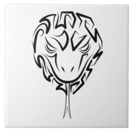 Azulejo De Cerâmica Cobra de Tribal Negro e Branco