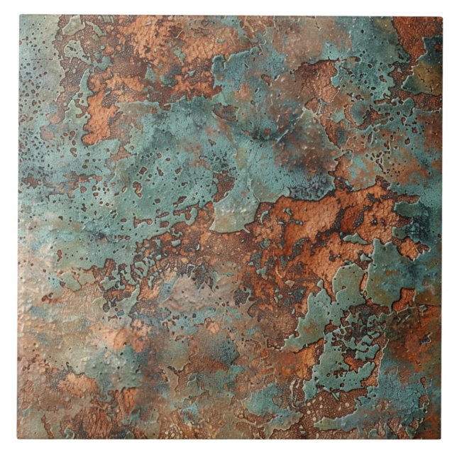 Azulejo De Cerâmica Cobre Patina - Russo Metálico (Frente)
