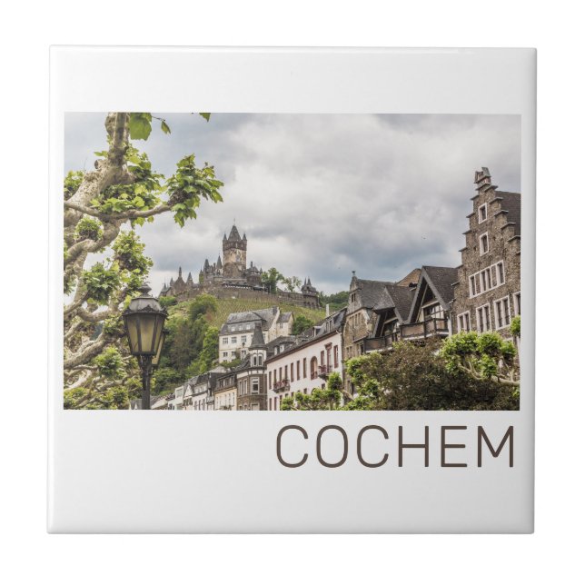 Azulejo De Cerâmica Cochem Moselle Panorama Alemanha Souvenir (Frente)