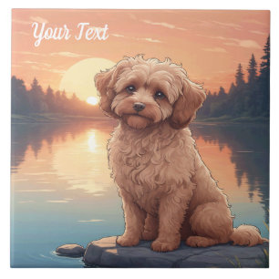 Azulejo De Cerâmica Cockapoo pelo lago