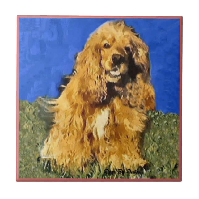 Azulejo De Cerâmica Cocker Spaniel Art (Frente)