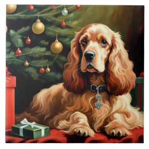 Azulejo De Cerâmica Cocker Spaniel Natal