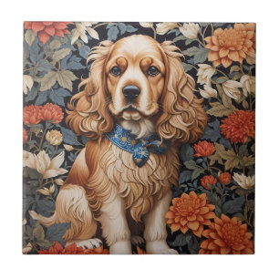 Azulejo De Cerâmica Cocker Spaniel William Morris Inspirou Floral