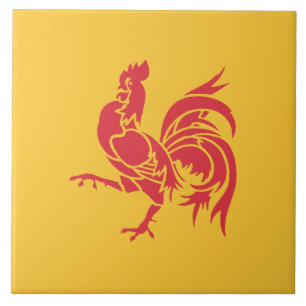 Azulejo De Cerâmica Cockerel Vermelho (Bandeira da Valônia)