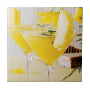 Azulejo De Cerâmica Cocktail de Fresca de abacaxi e gengibre