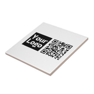 Azulejo De Cerâmica Código QR editável & Logotipo ou imagem da sua emp