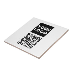 Azulejo De Cerâmica Código QR editável & Logotipo ou imagem da sua emp