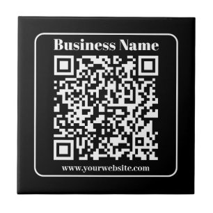 Azulejo De Cerâmica Código QR editável Preto e Branco Estilo Retro Mod