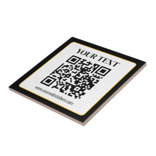 Azulejo De Cerâmica Código QR empresarial com texto superior e inferio
