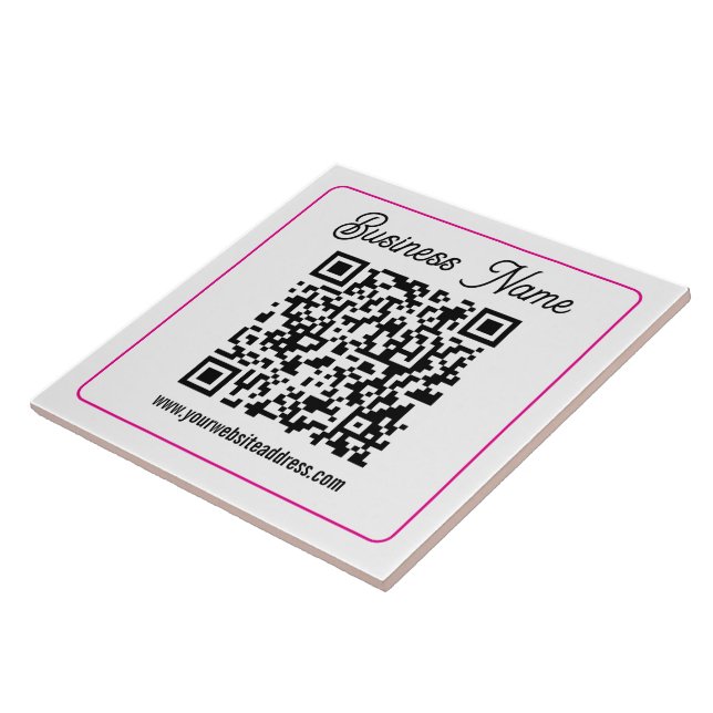 Azulejo De Cerâmica Código QR escaneável com escrita cursiva (Lateral)