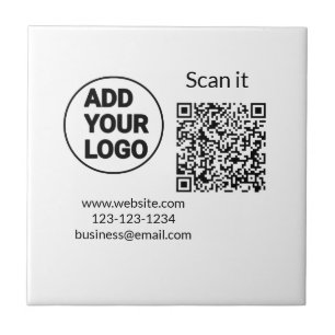 Azulejo De Cerâmica Código QR minimalista simples adicionar logotipo n