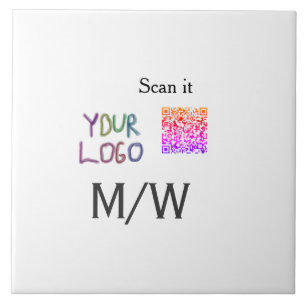 Azulejo De Cerâmica Código QR minimalista simples adicionar logotipo n