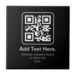 Azulejo De Cerâmica Código QR Modern Escaneável | Preto Branco e Cinza