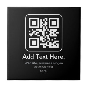 Azulejo De Cerâmica Código QR Modern Escaneável   Preto Branco e Cinza