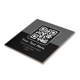 Azulejo De Cerâmica Código QR Modern Escaneável | Preto, Cinza e Branc