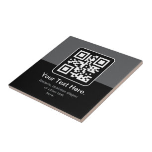Azulejo De Cerâmica Código QR Modern Escaneável   Preto, Cinza e Branc