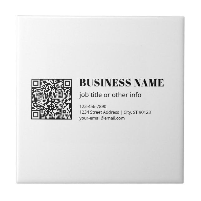 Azulejo De Cerâmica Código QR personalizado e texto retrô-moderno edit (Frente)