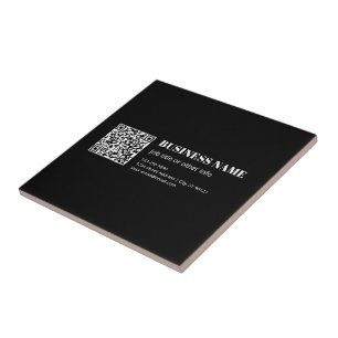 Azulejo De Cerâmica Código QR personalizado e texto retrô-moderno edit