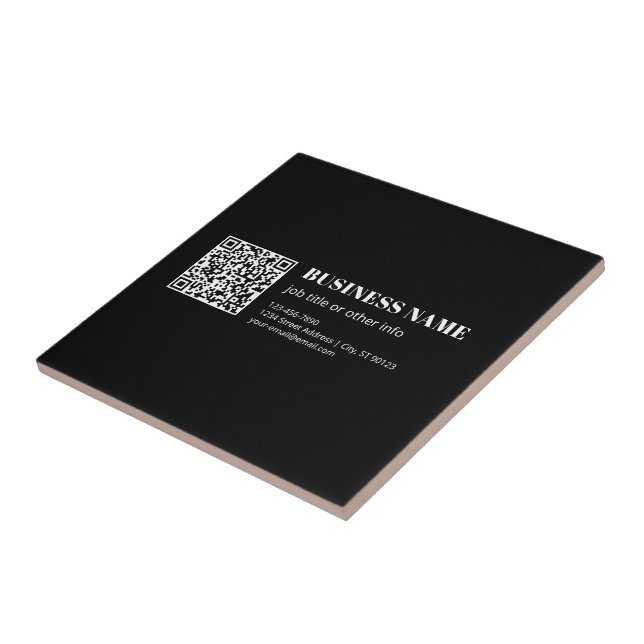 Azulejo De Cerâmica Código QR personalizado e texto retrô-moderno edit (Lateral)