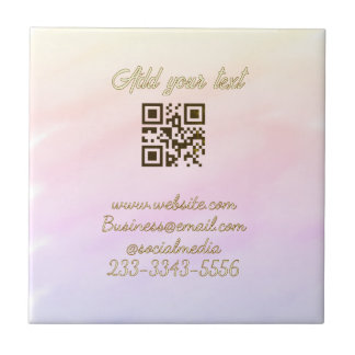 Azulejo De Cerâmica código QR personalizado simples adicione o texto d
