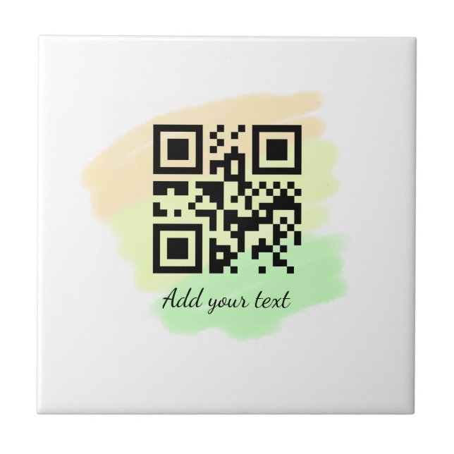 Azulejo De Cerâmica código QR personalizado simples adicione seu nome  (Frente)