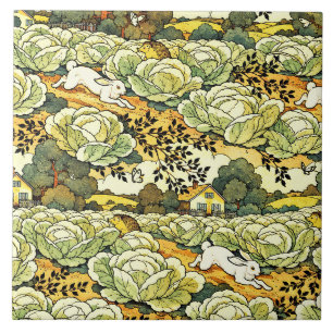 Azulejo De Cerâmica Coelhinhos Japoneses em uma Horta de Repinho