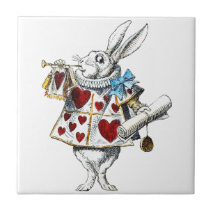 Azulejo De Cerâmica Coelho Branco Alice no País das Maravilhas Coelho
