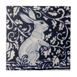 Azulejo De Cerâmica Coelho Branco Azul Vinha Floral Chinoiserie Cobalt