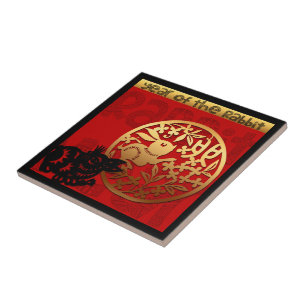 Azulejo De Cerâmica Coelho Cinto Ano Chinês Zodiata Praça de Aniversár