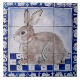 Azulejo De Cerâmica Coelho Coelho Coelho Azul Vintage Cerâmica Mural