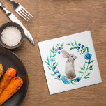 Azulejo De Cerâmica Coelho com fêmur azul<br><div class="desc">Neste bonito azulejo decorativo,  um adorável coelho de aquarela olha para trás enquanto senta dentro a uma bonito coroa azul coroa. A imagem é colocada sobre um fundo branco.</div>