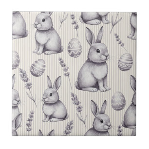 Azulejo De Cerâmica Coelho da Páscoa com Ovos Padrão Pastel de Primave