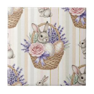 Azulejo De Cerâmica Coelho da Páscoa com Ovos Padrão Pastel de Primave