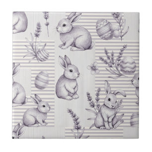 Azulejo De Cerâmica Coelho da Páscoa com Ovos Padrão Pastel de Primave