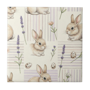 Azulejo De Cerâmica Coelho da Páscoa com Ovos Padrão Pastel de Primave