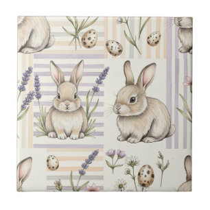 Azulejo De Cerâmica Coelho da Páscoa com Ovos Padrão Pastel de Primave
