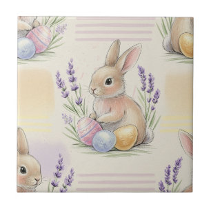 Azulejo De Cerâmica Coelho da Páscoa com Ovos Padrão Pastel de Primave
