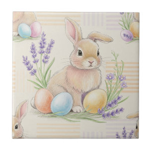 Azulejo De Cerâmica Coelho da Páscoa com Ovos Padrão Pastel de Primave