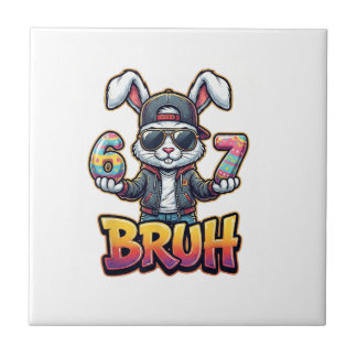 Azulejo De Cerâmica Coelho da Páscoa Meme Bruh  Engraçado 6 7 Ovos da 
