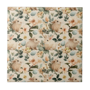 Azulejo De Cerâmica Coelho de Páscoa Floral Vintage (4)