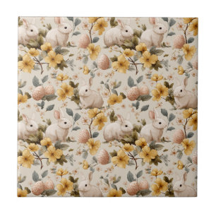 Azulejo De Cerâmica Coelho de Páscoa Floral Vintage (8)