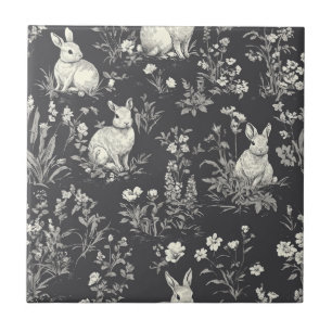 Azulejo De Cerâmica Coelho Elegante Toile Floral Padrão Vintage (3)